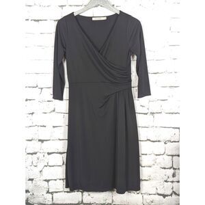 THE LIMITED Stretch Jersey Knit Faux-Wrap Dress Black Career Travel Medium